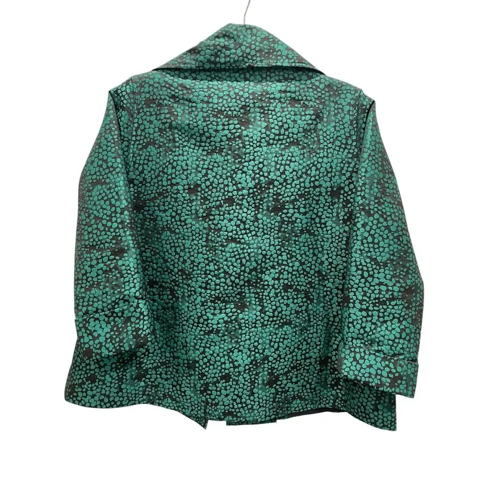 Caroline Rose Jacket XS Green Black Textured Embossed Dot Art to Wear Lagenlook